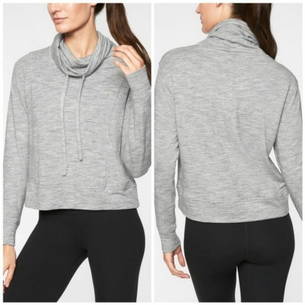 ATHLETA Heather Gray Coaster Cowl Neck Pullover Sweater Size S